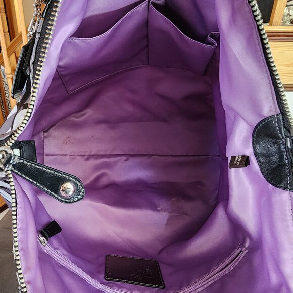 COACH H0968-14321 Madison Claire Op-Art Sateen Chain Link 2-Way Hobo Pur… - Picture 13 of 16